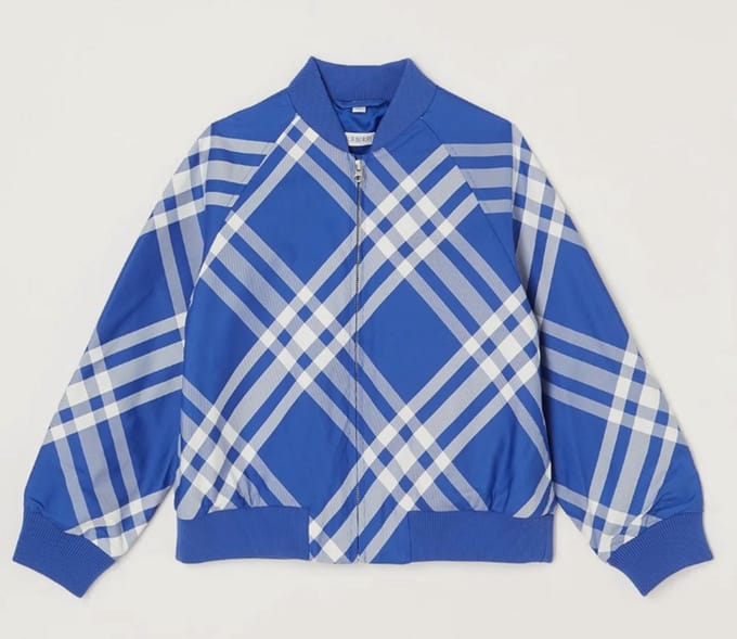 Burberry Duncan bomberjack met ruitdessin - Blauw - Maat 140