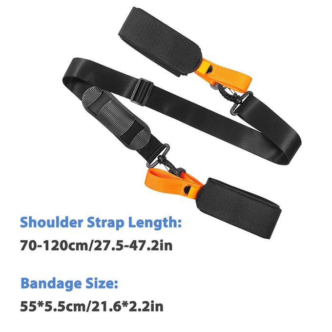 Draagriem voor skistokken Verstelbare schouderriem voor skistokken Vaste riem voor skiboard met antislipkussentje Model C black