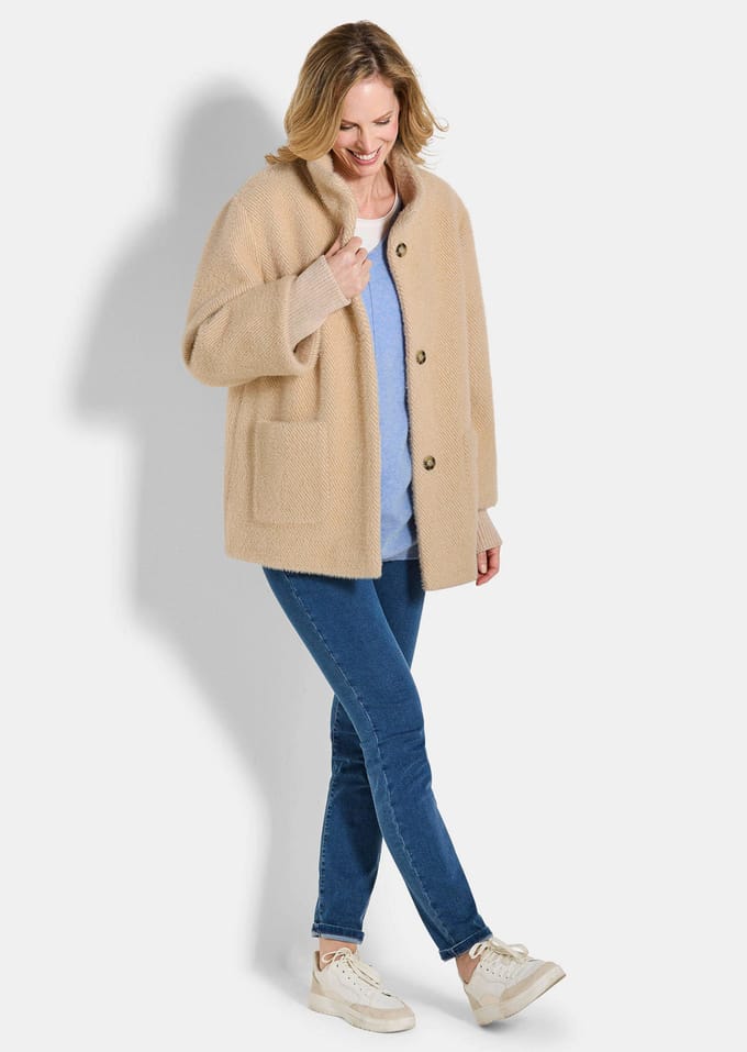 Modieus jack met gebreide manchetten - camel - Gr. 19 van Goldner Fashion