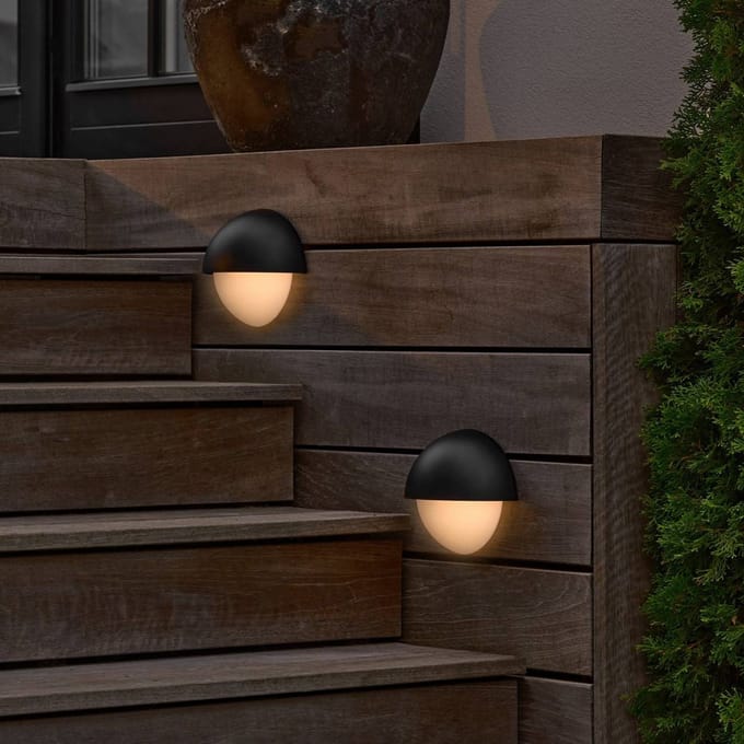Nordlux Buitenwandlamp Scorpius Round, zwart, kunststof
