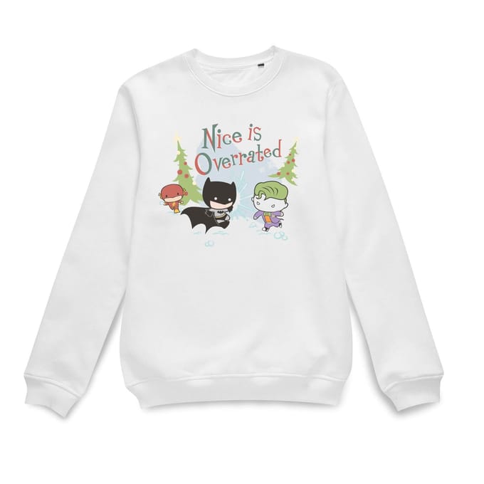 DC Nice Is Overrated Christmas Jumper - White - S