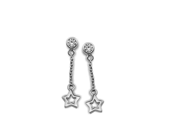 Oorhangers Open Ster aan Ketting Zilver JE007S