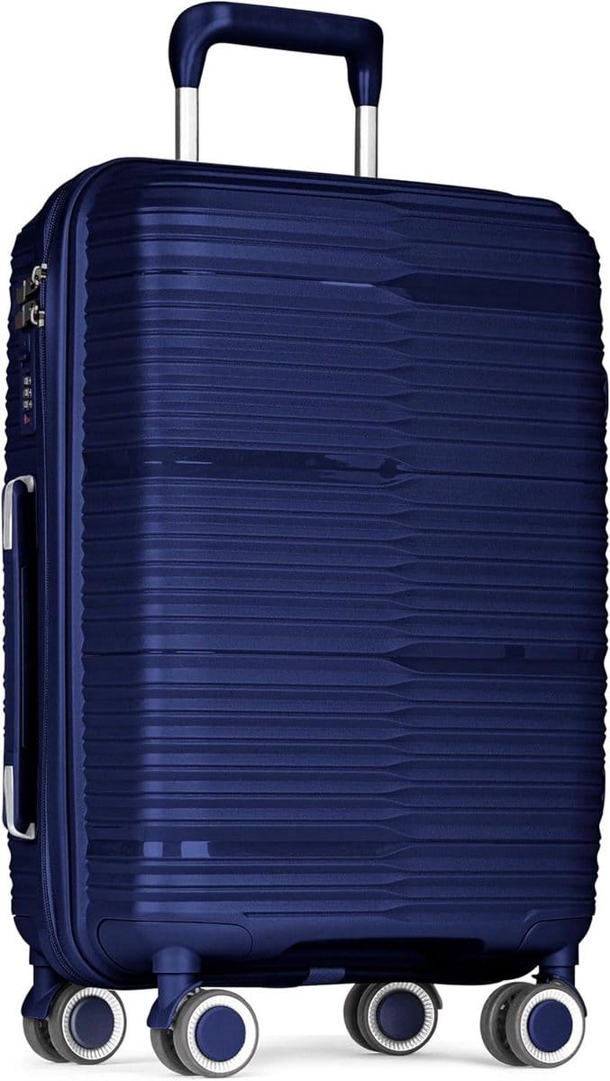 Reiskoffer - Bagage Trolley - Korte Trips - TSA Slot - 55 cm - Donkerblauw