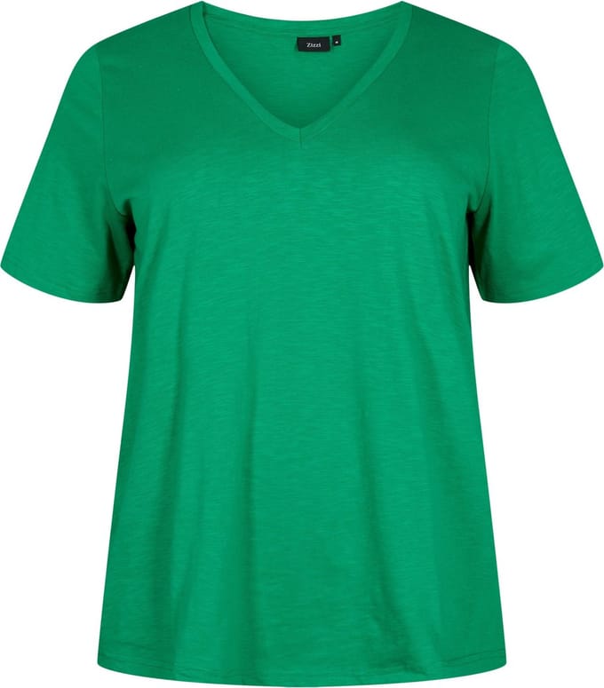 ZIZZI MBREA, S/S, STRAIGHT TEE Dames T-shirt - Green - Maat S (42-44)