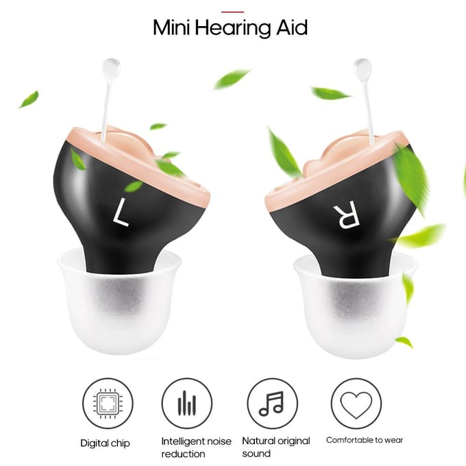 Mini aide auditive Invisible, amplificateur sonore, Volume réglable, aide auditive pour sourds For Left Ear beige