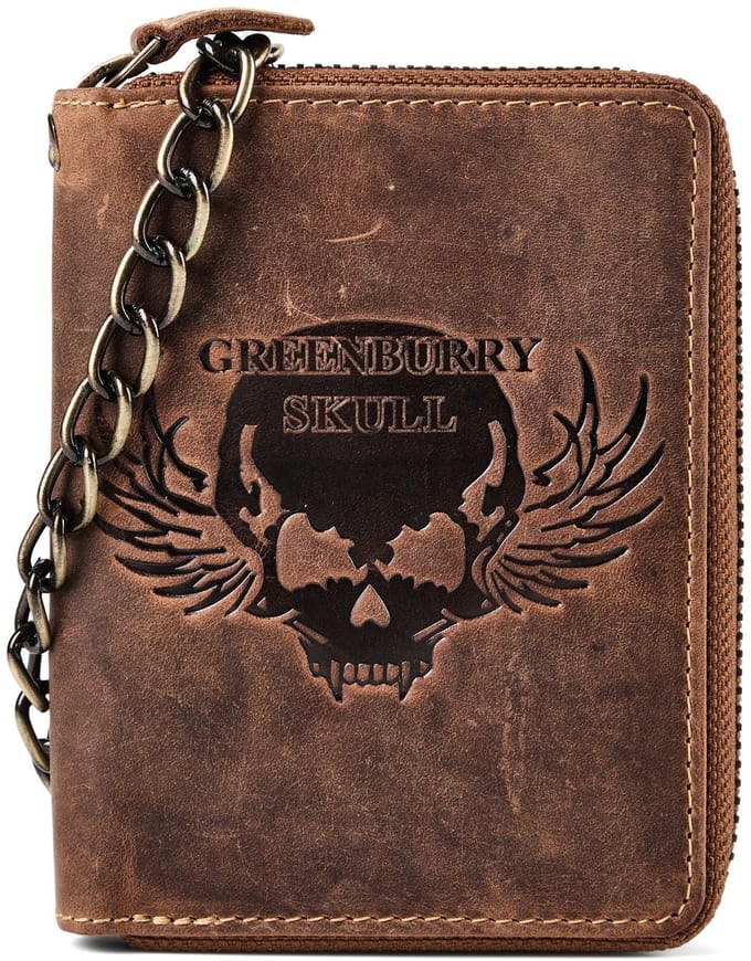 Greenburry Biker Portemonnee Leder 10 cm - Unisex - Horizontaal - brown