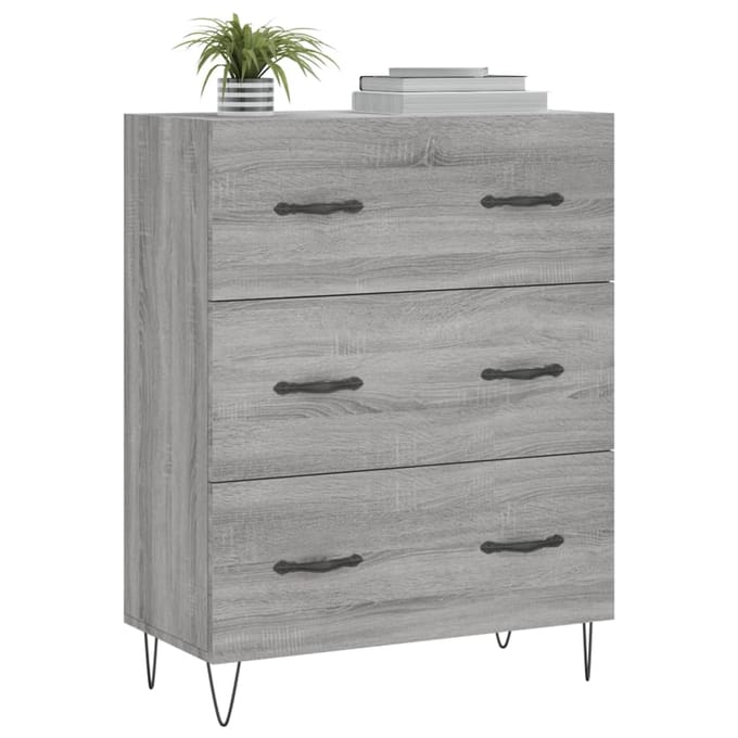 vidaXL - Dressoir - 69,5x34x90 - cm - bewerkt - hout - grijs - sonoma - eikenkleurig