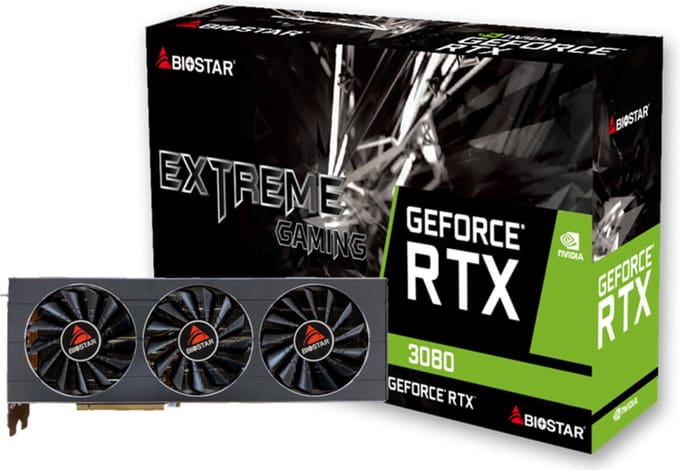 Biostar RTX 3080 Serie - Grafische Kaart - 10GB GDDR6X - NVIDIA Ampere - 320-bit