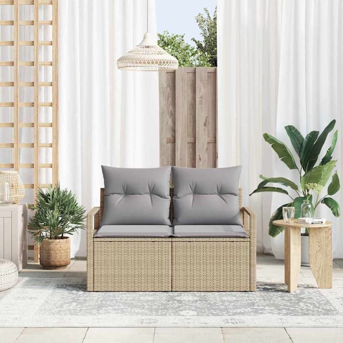 vidaXL - Tuin - Sofa - met - kussen - 120 - x - 62 - x - 69 - cm - poly - rattan