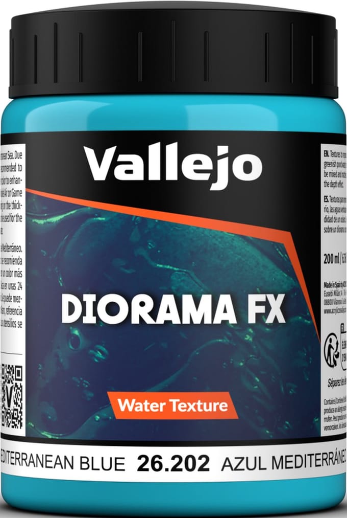 Vallejo Modelbouwdecoratie - 26202 Water Textures 202 - Mediterraan Blauw - 200ml Effecten potje