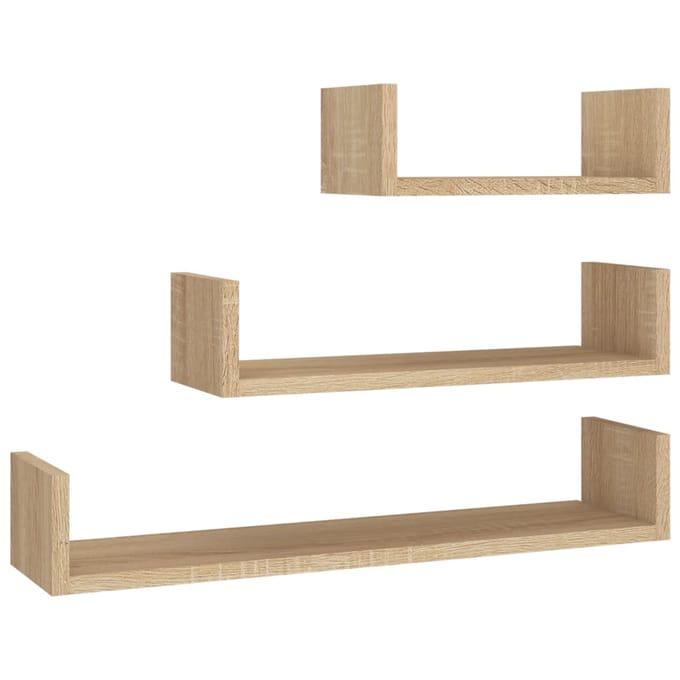 vidaXL - Wandschappen - 3 - st - bewerkt - hout - sonoma - eikenkleurig