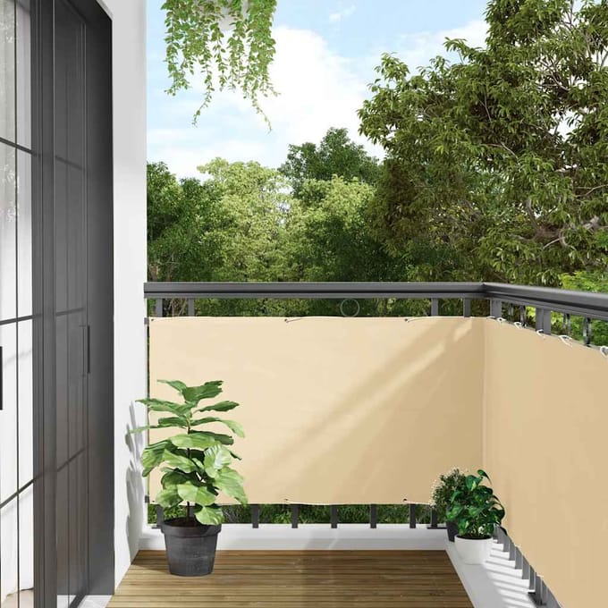 vidaXL - Balkonscherm - 600x90 - cm - PVC - crèmekleurig