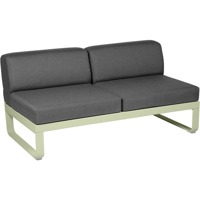 Fermob BELLEVIE 2-zits middenmodule - 65 lindegroen mat - A3 grafietgrijs