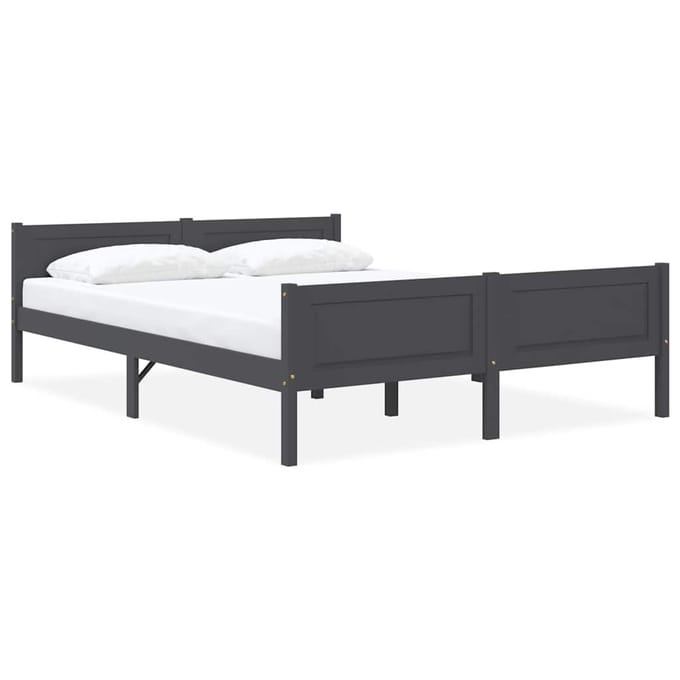 vidaXL - Bedframe - massief - grenenhout - grijs - 160x200 - cm