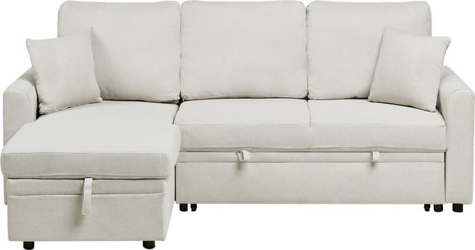 NASSJO - Hoekslaapbank - Lichtbeige - Rechtszijdig - Polyester/Linnen