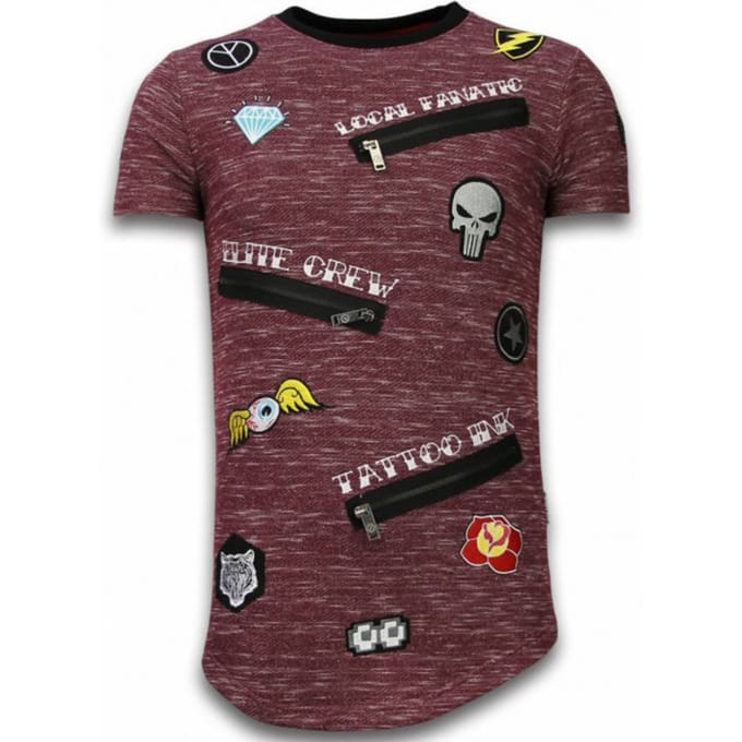 Longfit Asymmetric Embroidery - T-Shirt Patches - Elite Crew - Bordeaux