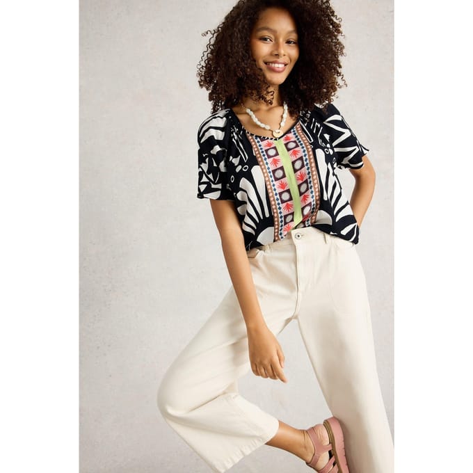 White Stuff Imogen Top Navy Print Taglia: 6 | Magliette intime Outlet | Donna | Blu