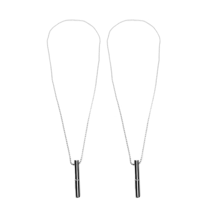 2 STUKS Stress Angst Verlichting Ketting Roestvrij Staal Mindful Ademhaling Oefening Apparaat Fluitje white