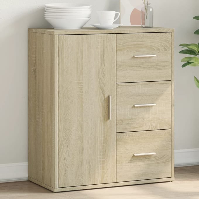 vidaXL - Dressoir - 60x31x70 - cm - bewerkt - hout - sonoma - eikenkleurig