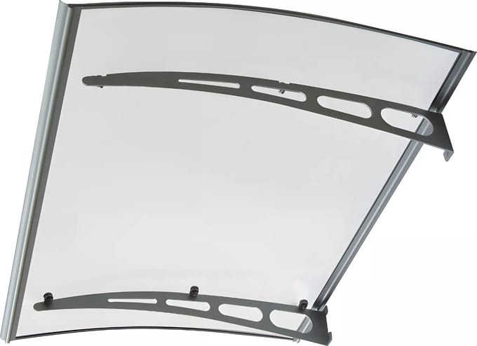 Vente-unique Luifel in aluminium 150 x 90 cm gebogen - grijs - NEONA