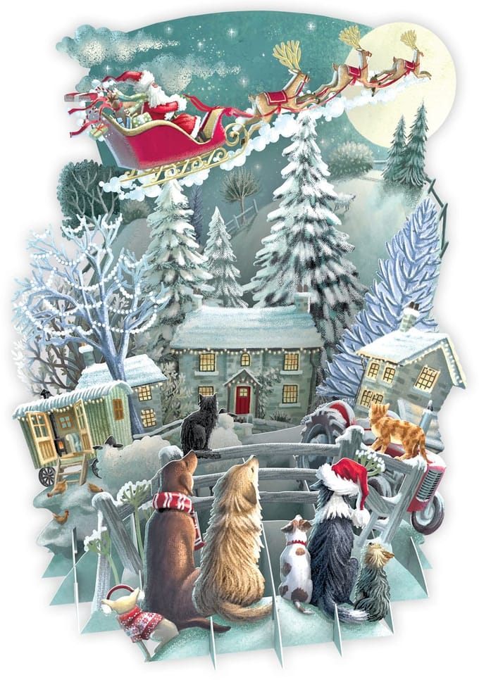 3D-Pop Up Wenskaart It's Santa - Laser gesneden kerstkaart