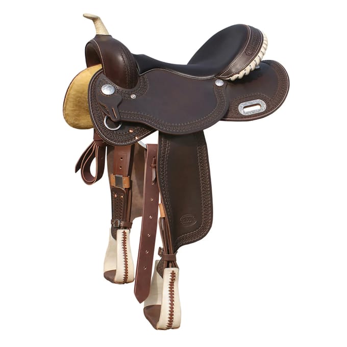 Houten barrelzadel voor paard van leer Pool's Rawhide