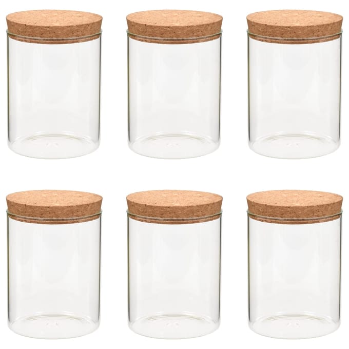 vidaXL - Opbergpotten - met - kurken - deksel - 6 - st - 650 - ml - glas