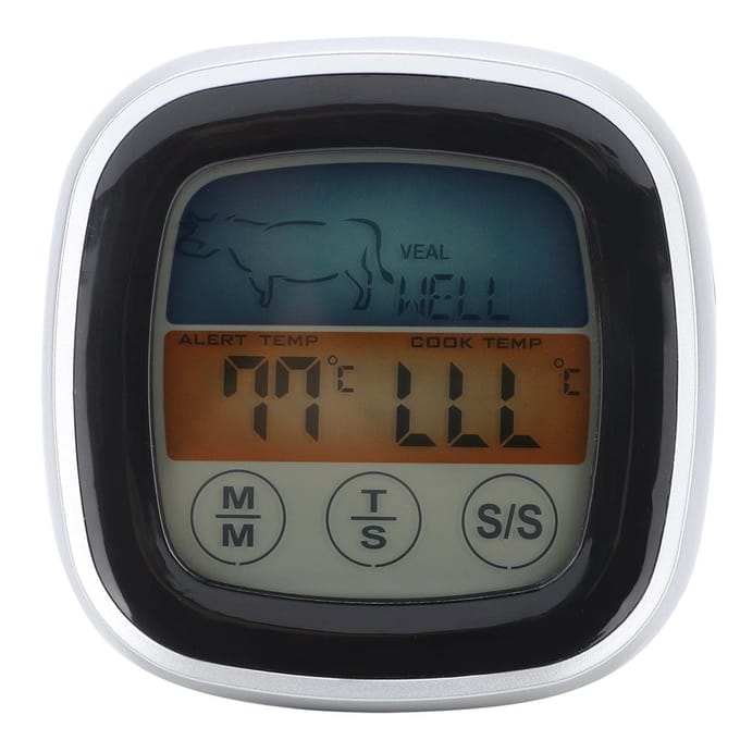 Thermomètre électronique à écran tactile numérique pour four BBQ cuisson viande pour grill maison gray