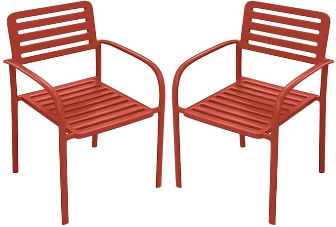 Vente-unique Set van 2 stapelbare tuinstoelen van metaal - Terracotta - NILY van MYLIA