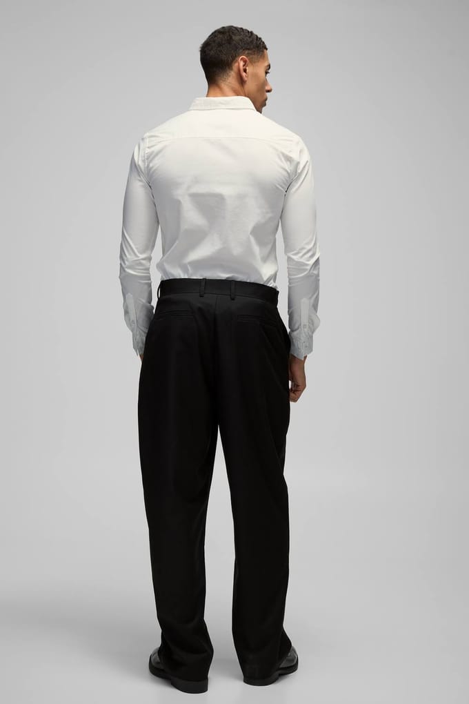 Stretch Fit Shirt met Lange Mouwen | White | Size Large