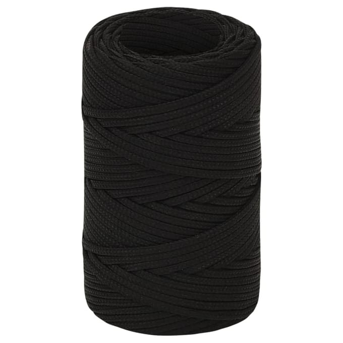 vidaXL - Werktouw - 2 - mm - 250 - m - polyester - zwart