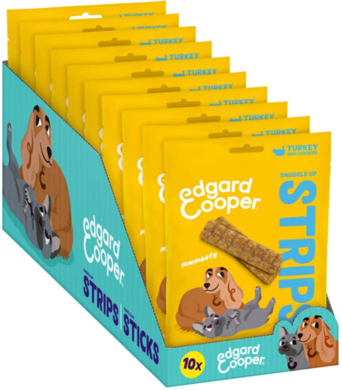 10x Edgard & Cooper Adult Strips Kalkoen - Kip 75 gr