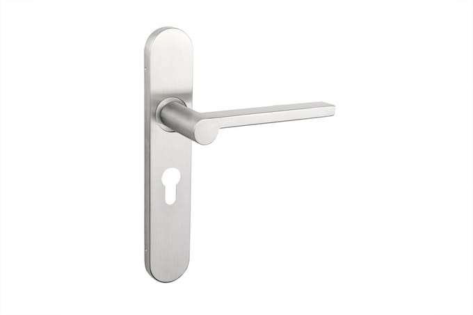 Lavuzo deurkruk Caserta RVS met afgerond schild PC55 | Per set | Deurklink met schild