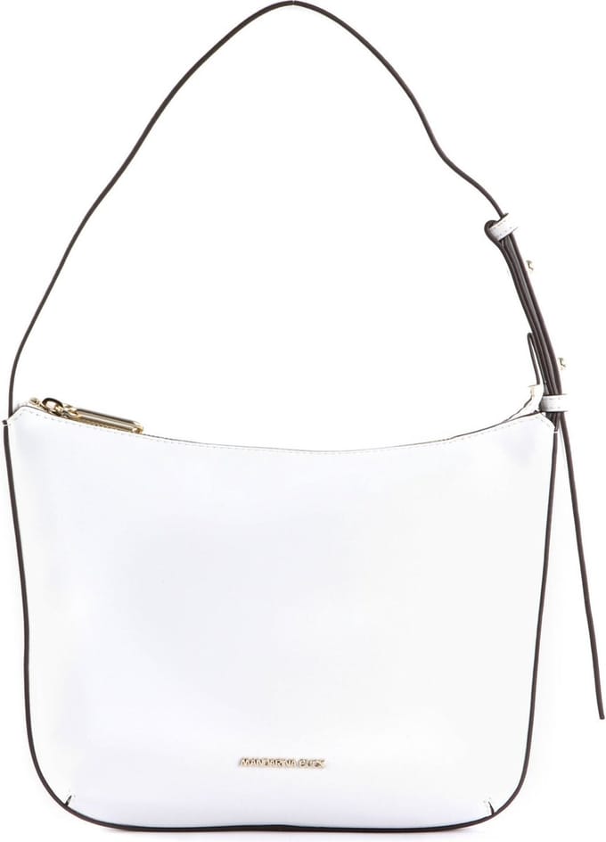 MANDARINA DUCK Leren Schoudertas Luna Hobo Small Optical White Wit