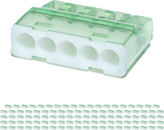 Lasklem - Primtex - 5 Polig - 0.2-2.5 mm2 - Wit - 100 Stuks