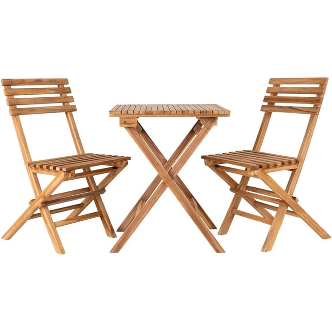 Cuenca café ingesteld set met tafel en 2 stoelen buitenshuis teak.