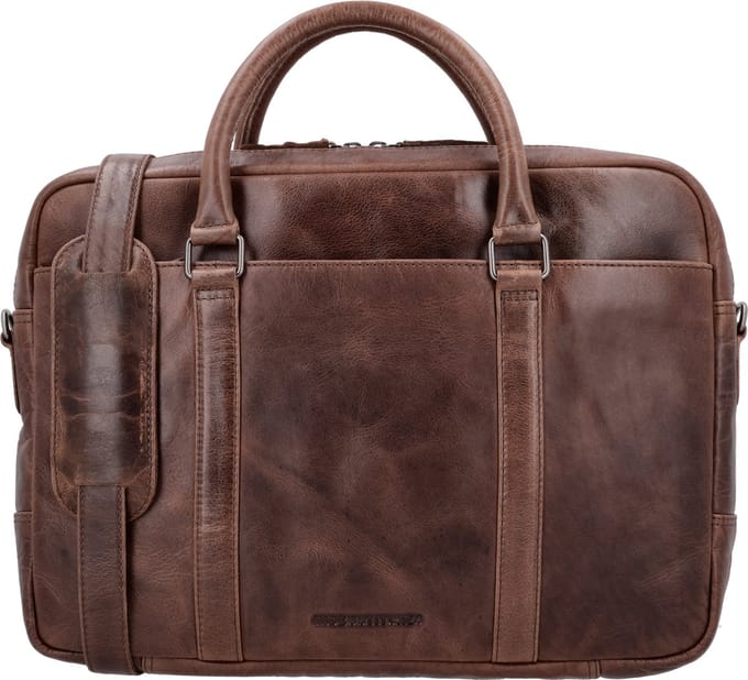 Hide & Stitches Next Navajo Laptoptas 15,6 inch (34.5x19.4 cm) - 100% Leer - Donkerbruin