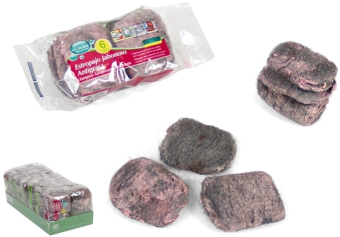 Gerimport zeepstaalsponzen - 6x stuks - hardnekkig vuil - staalspons - zeepspons