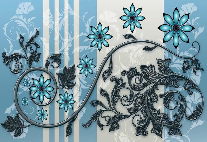 Fotobehang Flowers Floral Pattern | XL - 208cm x 146cm | 130g/m2 Vlies
