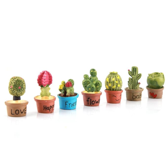 Mini Cactussen Mini Vetplanten Pot Poppenhuis Decoratie Mini Plant (7 stuks) brown