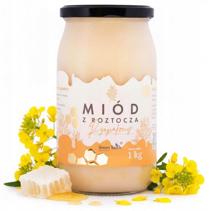 Miel de Colza 1 Kg Polonais Doux Ruche Miels de Roztocze Green Touch