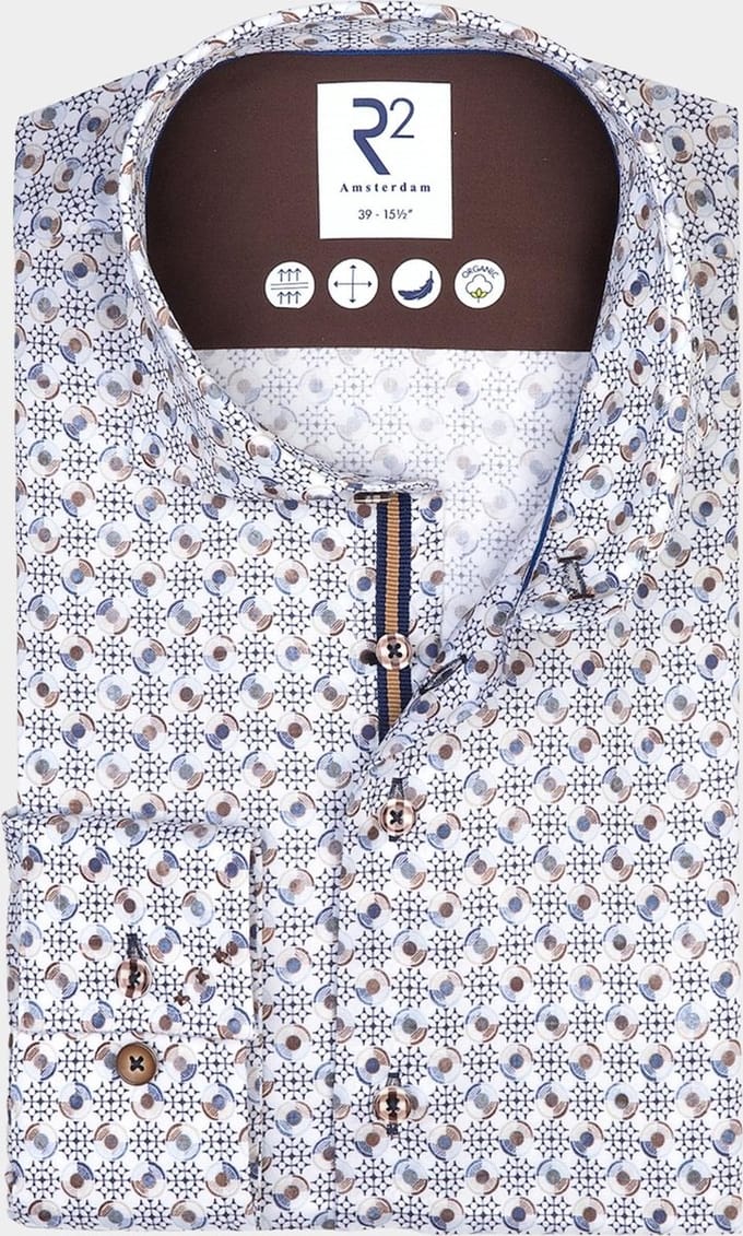 R2 Overhemd Wheels Blauw - Maat 39 - Heren - Overhemden Casual