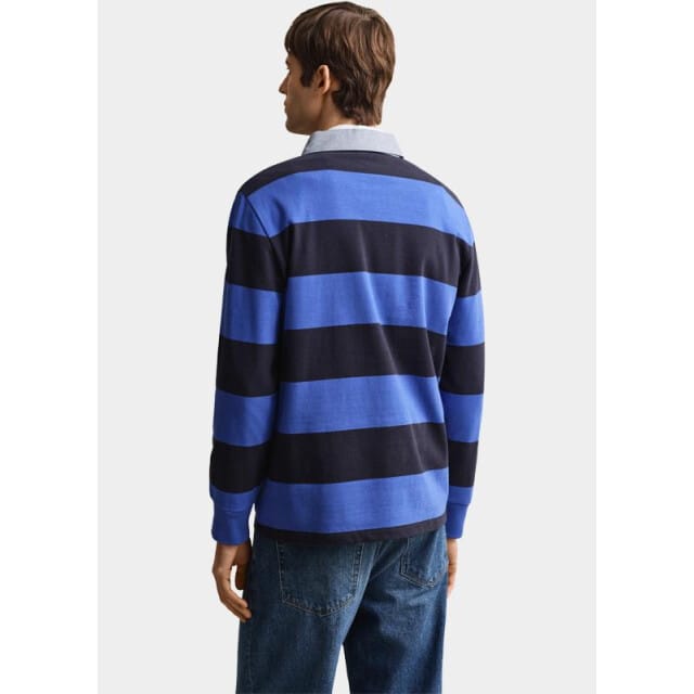 Gant Heavy Rugger Shield Polo Streep Navy Royal Blue - Maat M - Heren - Longsleeve polo