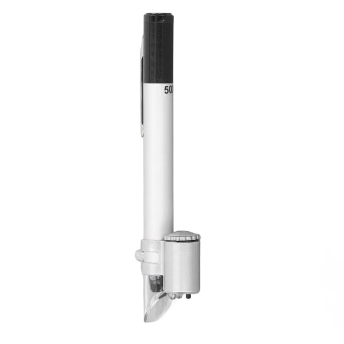 Microscope Type Stylo 50X Aspect Clair Portable de Poche Loupe LED avec Échelle pour Laboratoire Maison Bijouterie