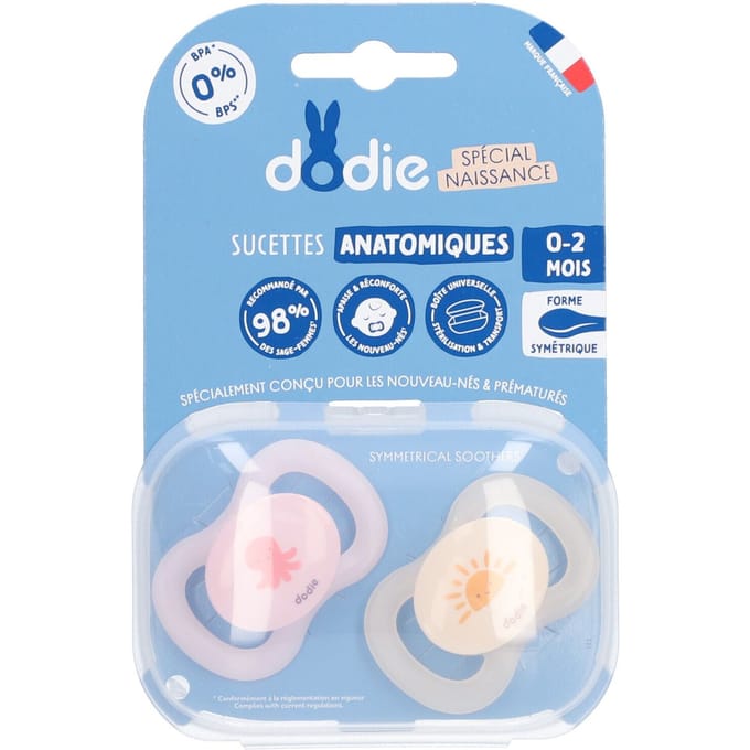 Anatomische fopspeen duo - DODIE - 0/2 maanden - Octopus