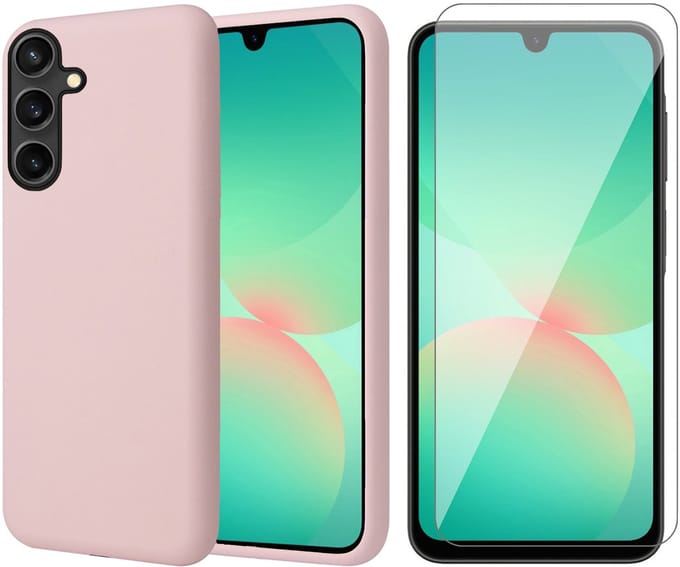 Hoesje geschikt voor Samsung Galaxy A17 5G / A26 - Screenprotector Glas - Mat Back Case Roze