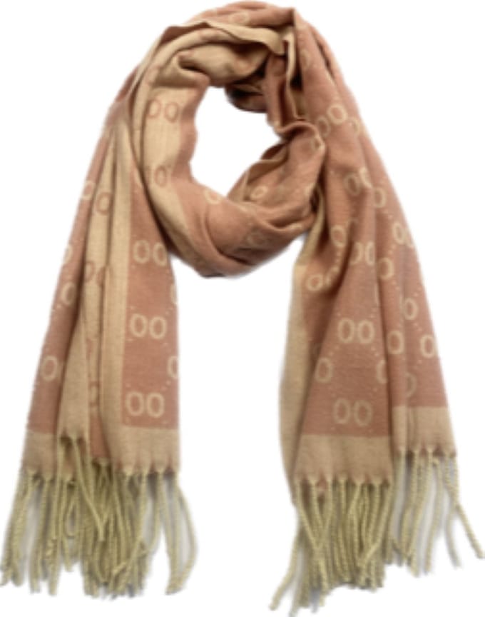 Wintersjaal met print en franje in 7 kleuren
