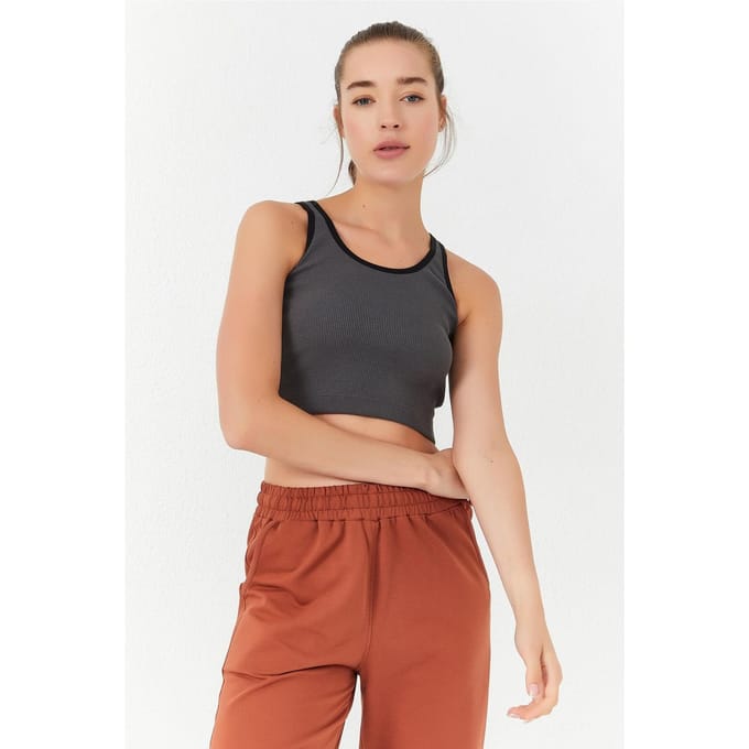 Geribbelde Mouwloze Crop Top