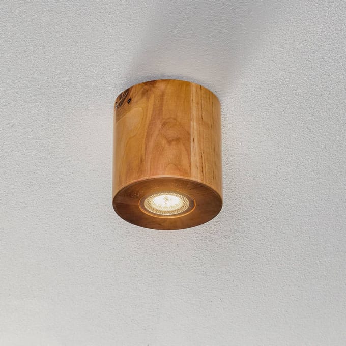 SOLLUX LIGHTING Plafondlamp Ara als cilinder van hout