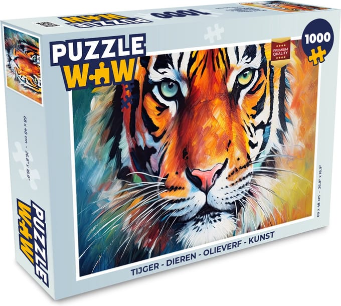 Puzzel Tijger - Dieren - Olieverf - Kunst - Legpuzzel - Puzzel 1000 stukjes volwassenen